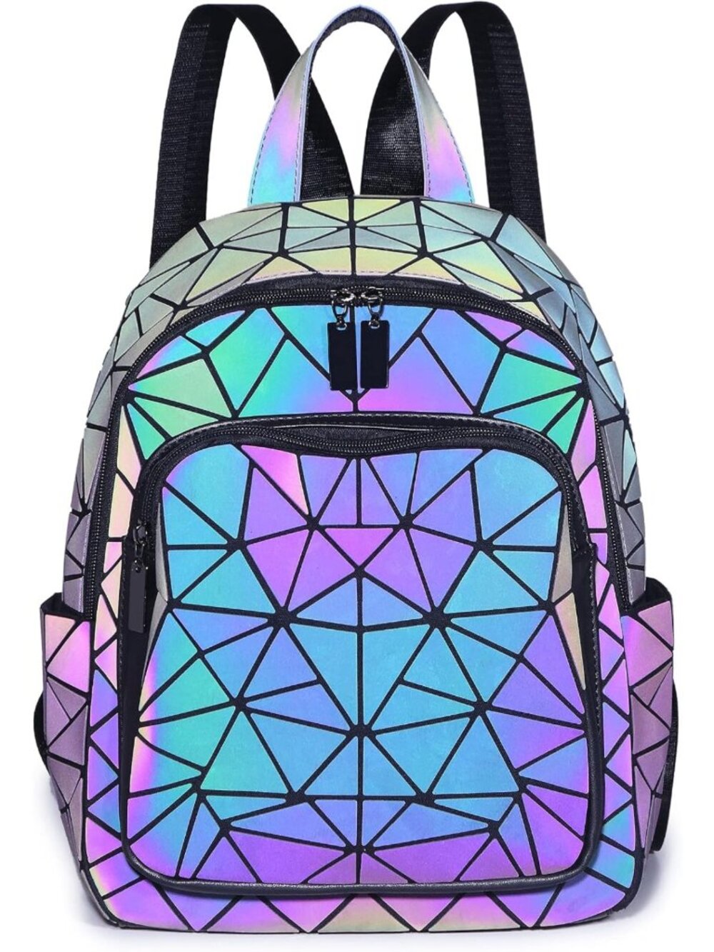 Iridescent Holographic Backpack | Luminous Geometric Women’s Purse & Handbag